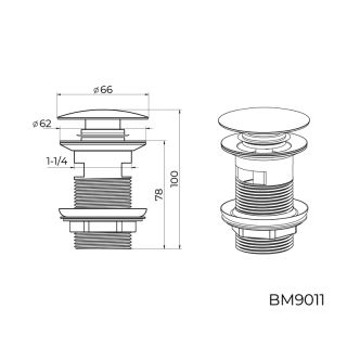 Донный клапан для раковины с переливом Knotlor BM9011WY, белый